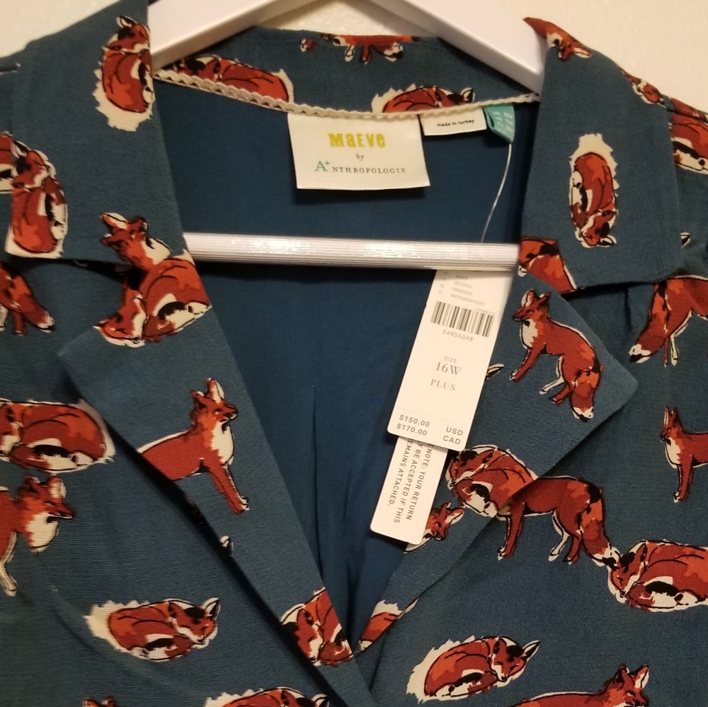 Anthropologie Maeve Catherine Shirtdress-Fox print - Picture 3 of 8